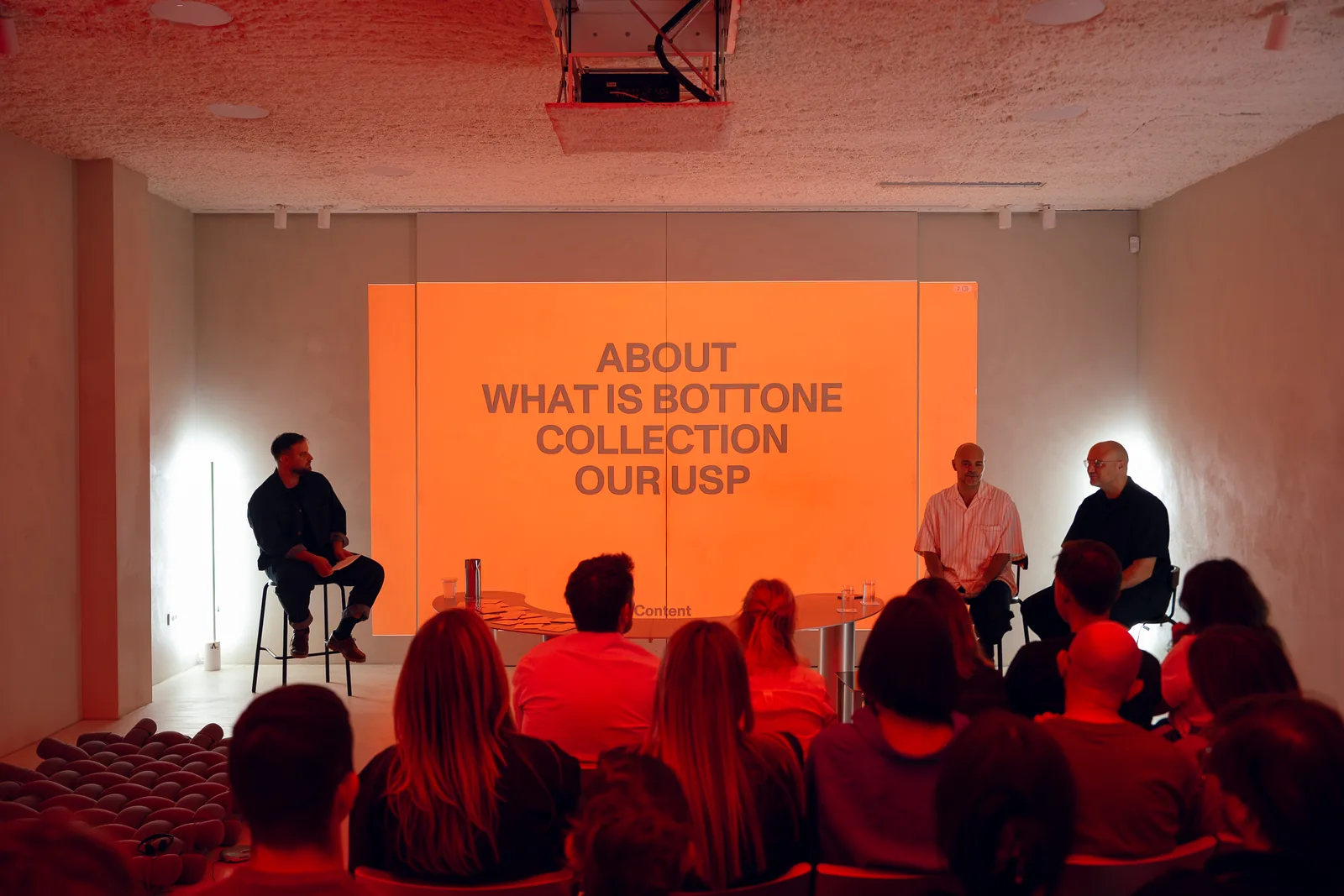 Michele and Daniele Luciano Ferrazzano in conversation during the Bottone design talk