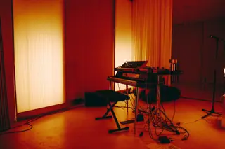 The keyboard rig on the floor before the set