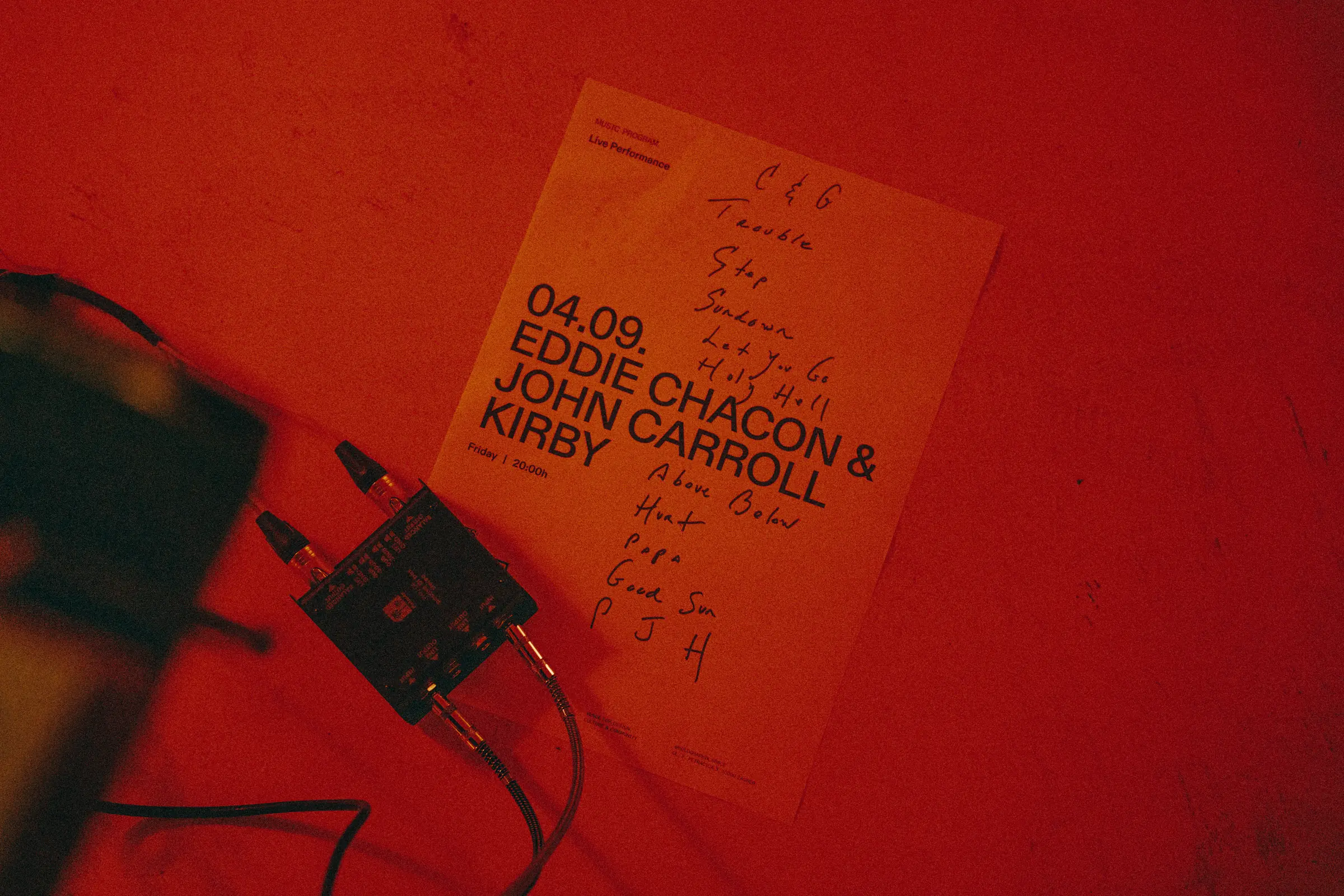The setlist left on the floor after the set