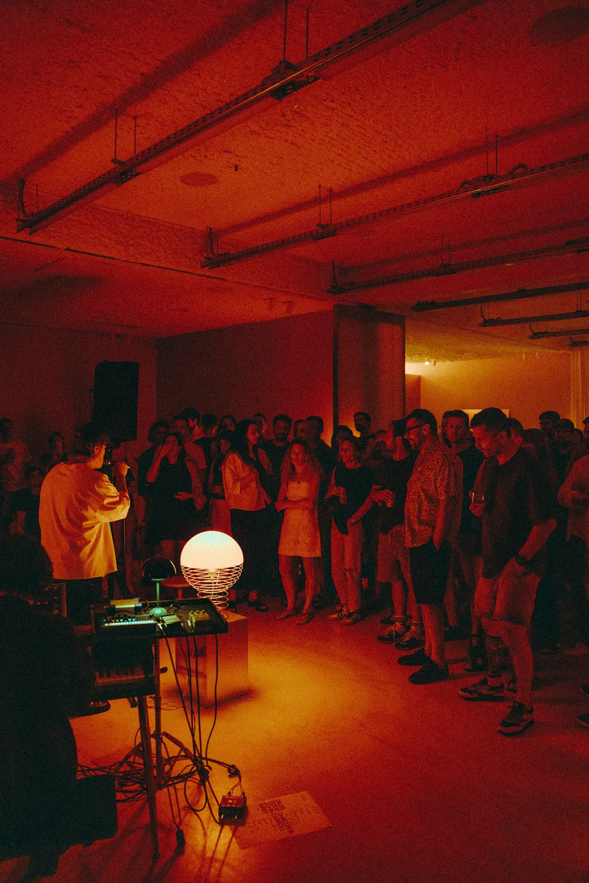 The standing floor during the set, the audience a few steps from the players