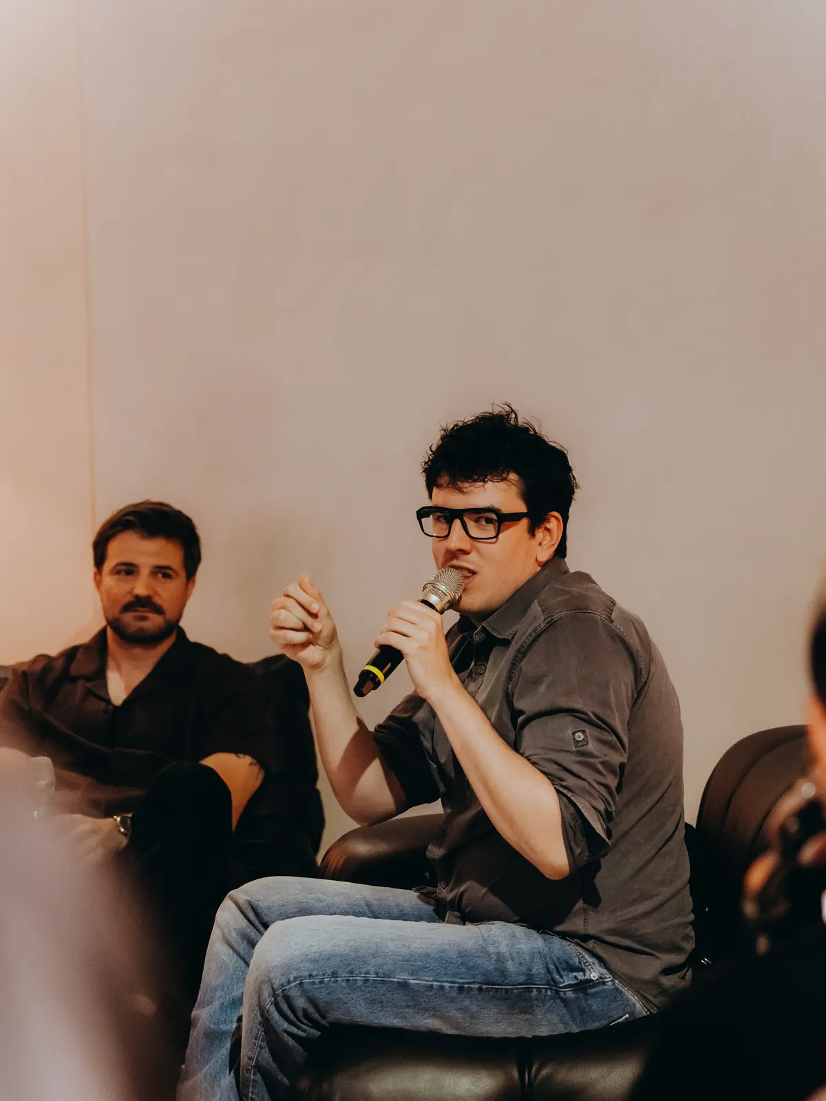 Franjo Matković and Matej Jurčević on the Camaleonda sofa during the previous Fashion Talks